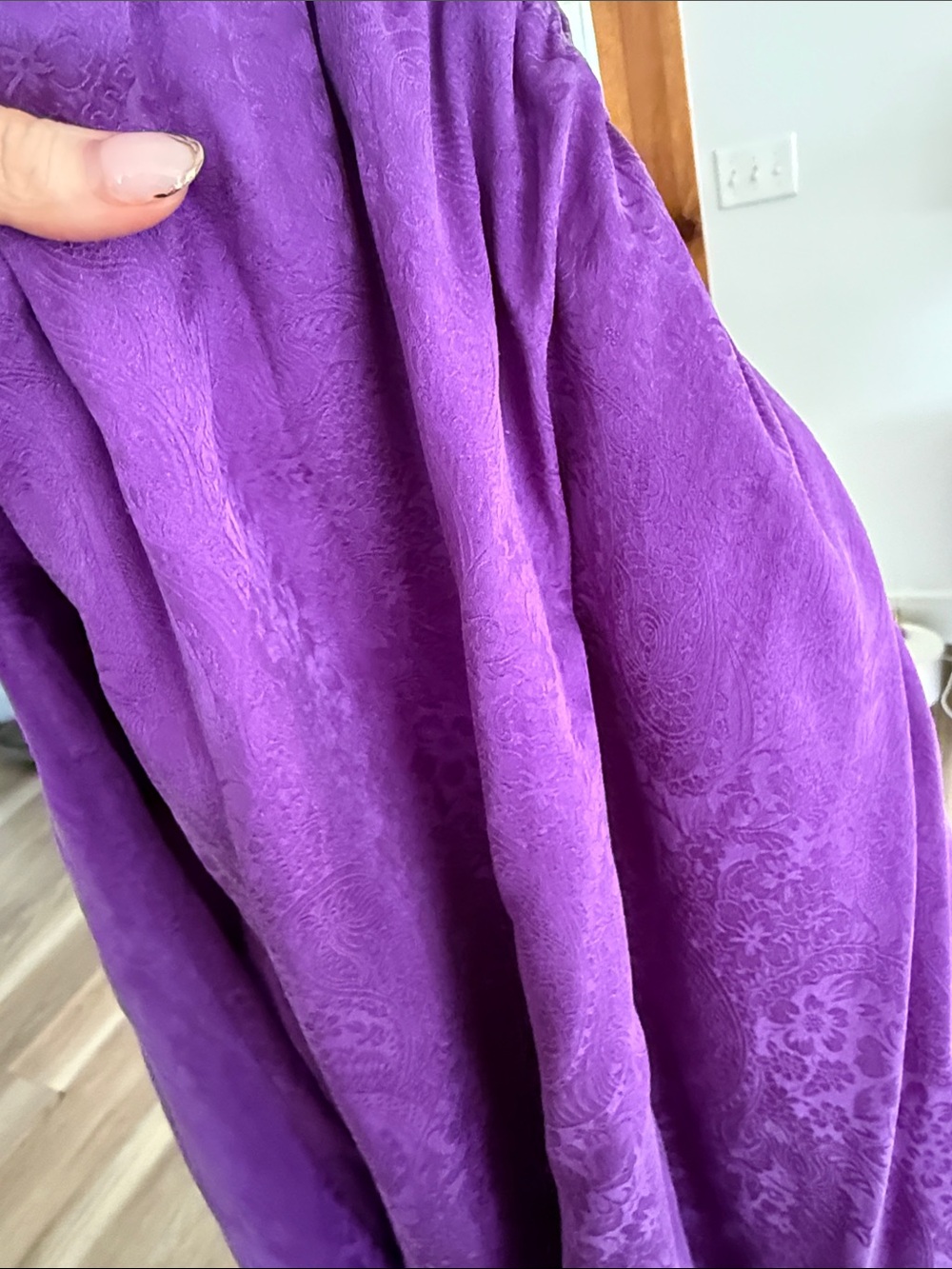 Vintage Silk Purple Long Sleeve Wrap Dress - Picture 7 of 7